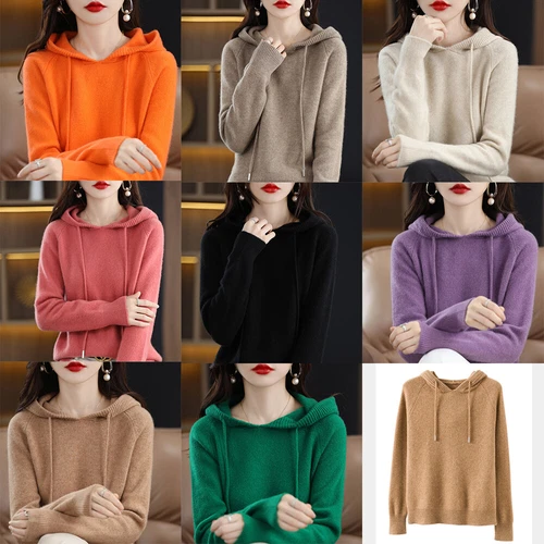Winter Women Cashmere Sweater Casual Hoodie Pullover Hooded Knitted Tops Jumper - Picture 3 of 28