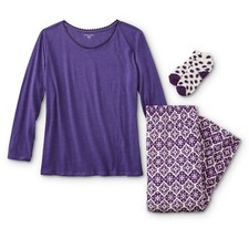 Ladies Plus 3 Piece Pajama Set Purple Size 2X New