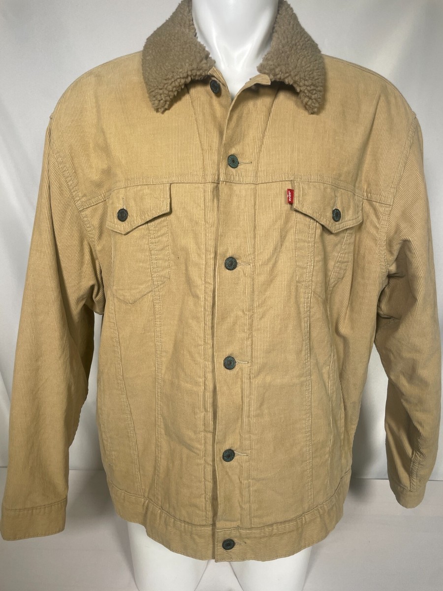 Levi's Beige Sherpa Trucker Jacket True Chino Corduroy Men's XXL