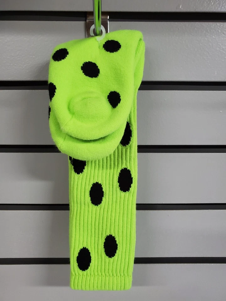 Meias esportivas de softbol amarelo neon com pontos pretos leão vermelho beisebol 1 pr unissex pequeno - Imagem 2 de 4