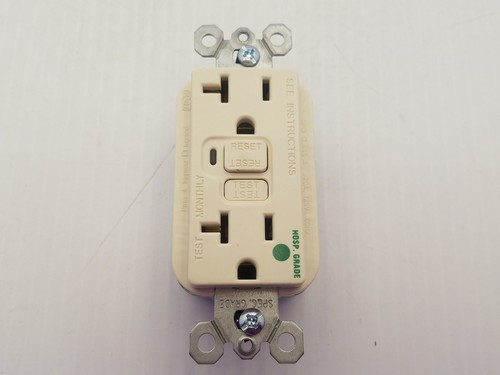 PASS AND SEYMOUR PT2095-HGLA PLUGTAIL GFCI HOS GRD REC 20A 125V LIGHT ALMOND NIB - Picture 2 of 10