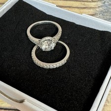 Ring Set 925 Sterling Silver Ladies Round Cut Bridal Sz 6.5 Cubic Zirconia