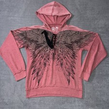 Affliction Live Fast Women Lace Up Hoodie Sweatshirt Wings Sz Medium