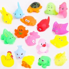 18 PCS Preschool Bath Toys Set for Toddlers Kids 1-3 2-4, Rubber Cute Sea Ani...