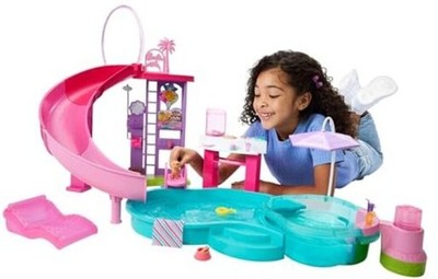 Barbie Dream Pool Playset with 6 Play Areas, Including Slide & Bubbling Hot