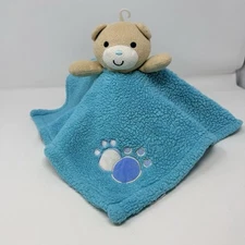 Baby Gear Lovey Bear Cub Security Blanket Plush Paw Prints Soft Fleece Blue