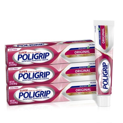 Denture Adhesive Cream for Partial and Full Dentures Extra Hold 2.4 oz 3 Pack