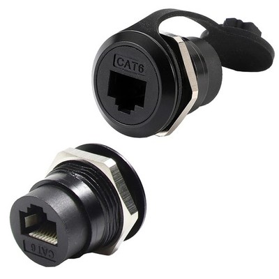 2Pack RJ45 Panel Mount Coupler, Ethernet LAN Pass Through Connector, CAT6 Fem...
