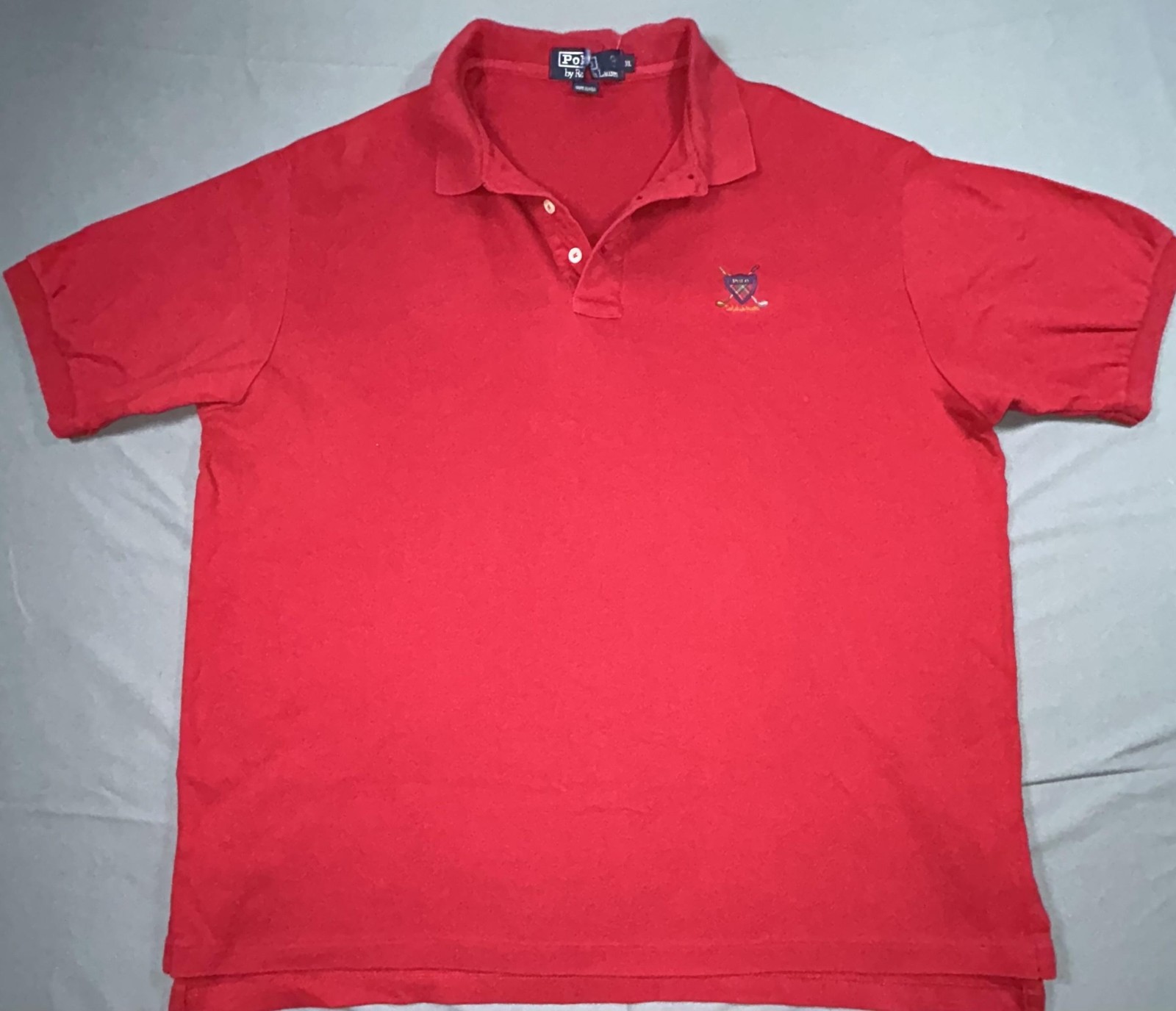 Vintage Polo Ralph Lauren Polo Shirt Mens XL Red Golf Crest Cotton Knit USA
