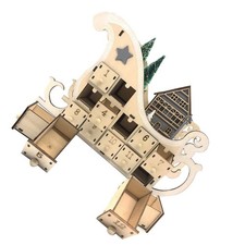 Christmas Wooden Sleigh Ornament with Countdown Calendar for Holiday Home Decor