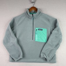 Patagonia Womens Small Gray Green Microdini 1/2 Zip Fleece Pullover Sweatshirt
