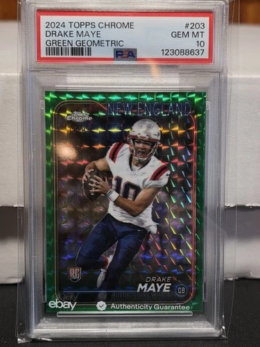 2024 TOPPS CHROME GREEN GEOMETRIC #203 DRAKE MAYE 78/99 PSA 10