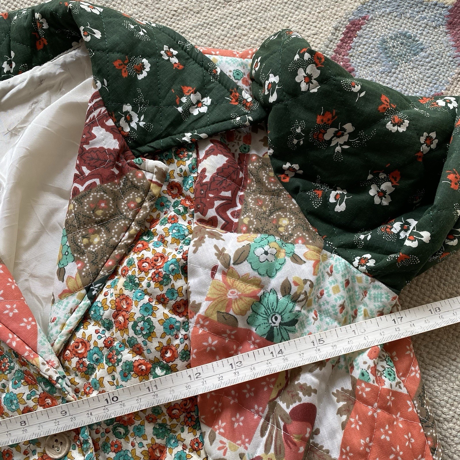 Vintage Patchwork Quilt Jacket Medium Boho Floral… - image 4