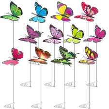 12 Sets Clip Butterfly Decorations 3D Butterfly Clip Bug Repellent Garden Sta...