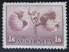 1934 AUSTRALIA 1'6 Air Post C4 Mercury Eastern & Western Hemisphere Maps Unused