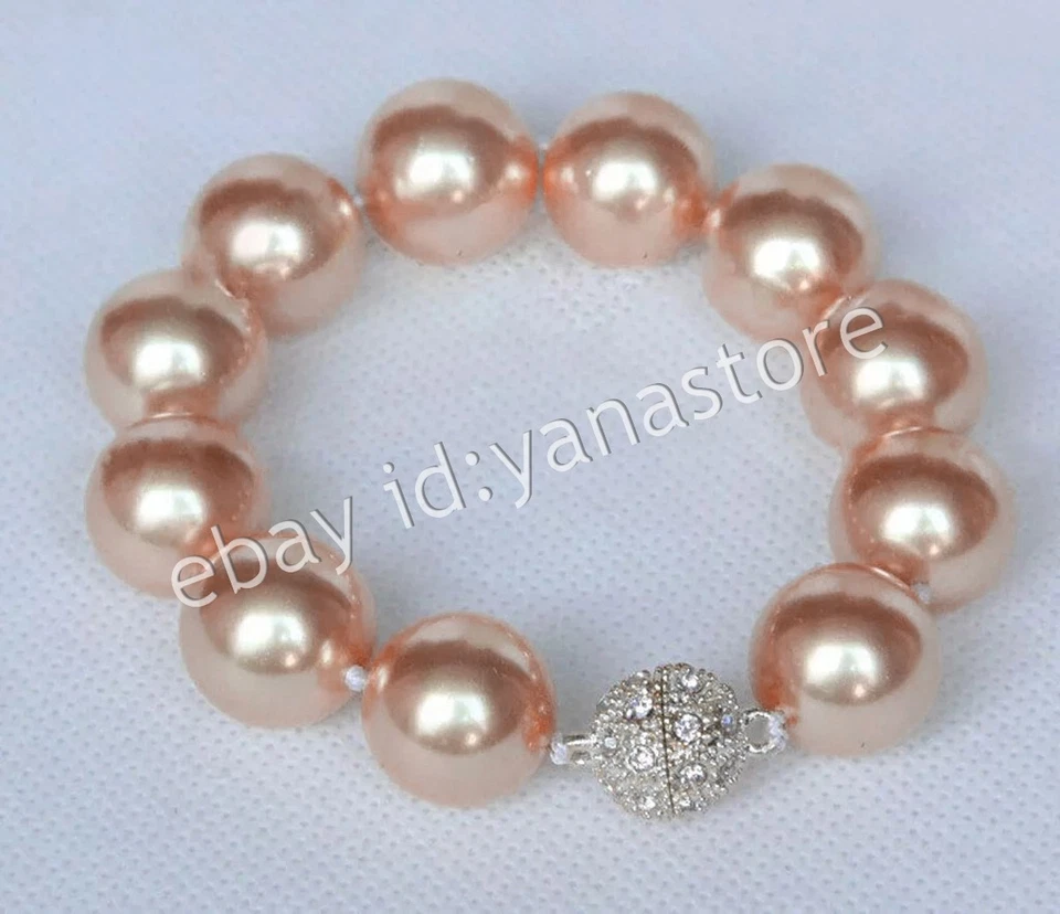 12 Farben Mehrfarbig Südsee Muschel Perle Rund Perlen Armband Magnetverschluss - Bild 4 von 4