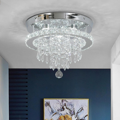 Stylish 11.8'' LED Crystal Chandelier Flush Mount Light for Home Décor