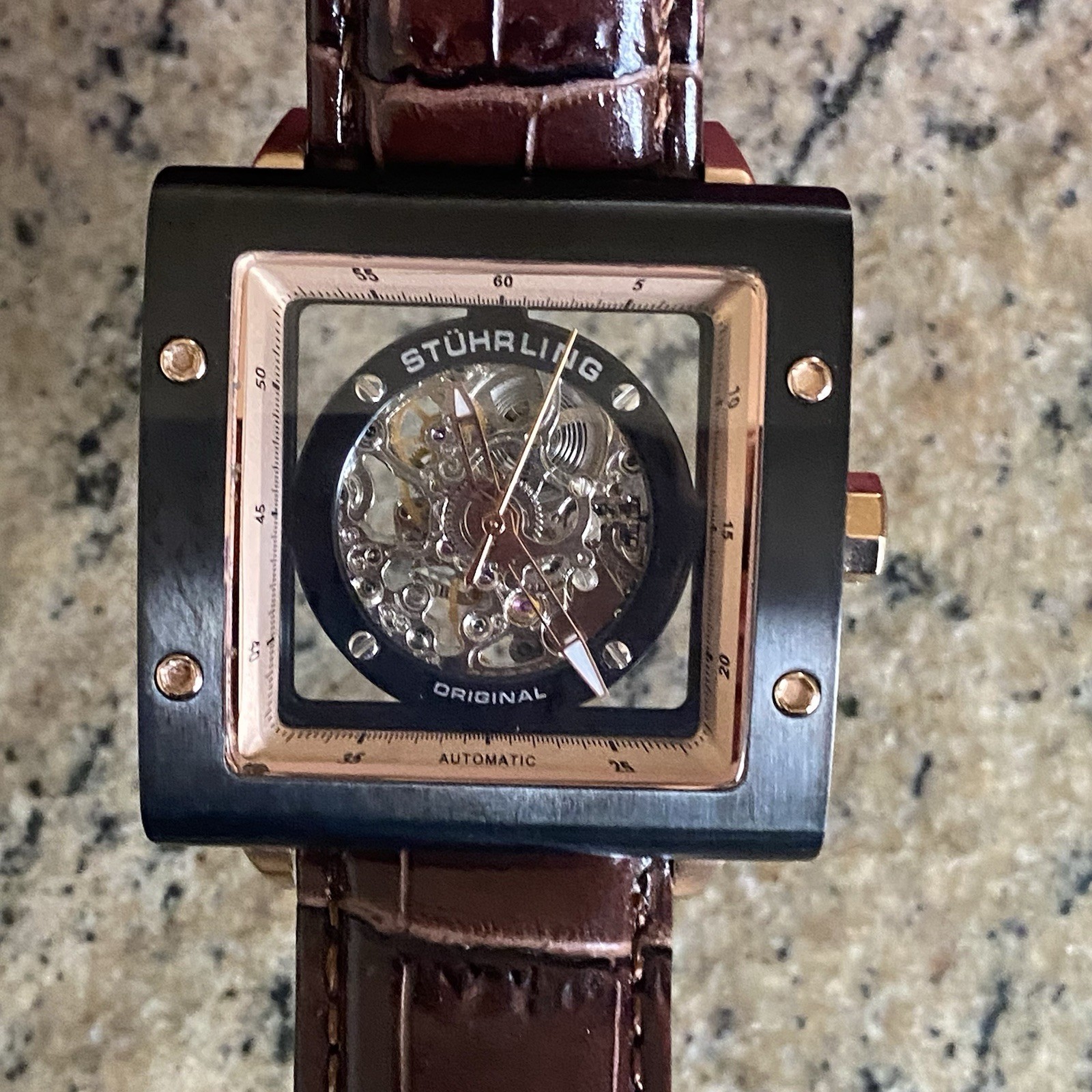 Stuhrling Original Automatic Zeppelin Square Skel… - image 3