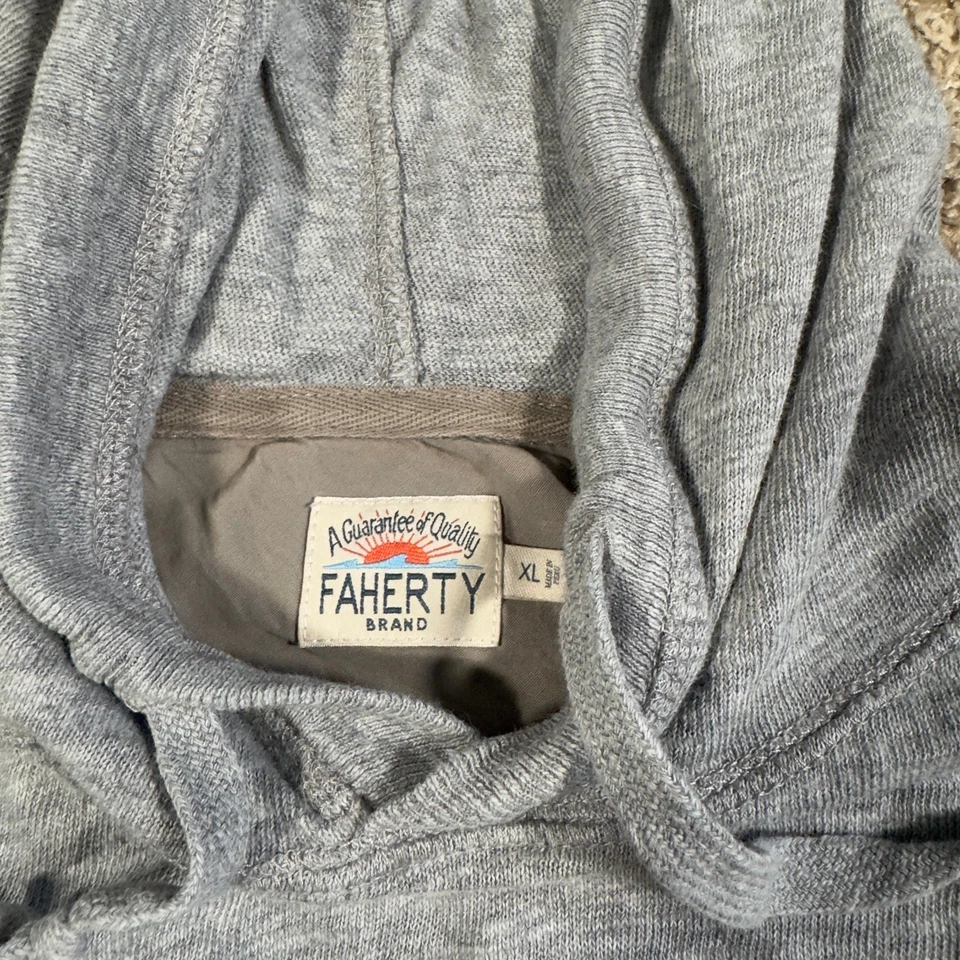 Faherty Para Hombres XL Slub Pullover Sudadera con Capucha Gris Ligero Foto 3 de 4