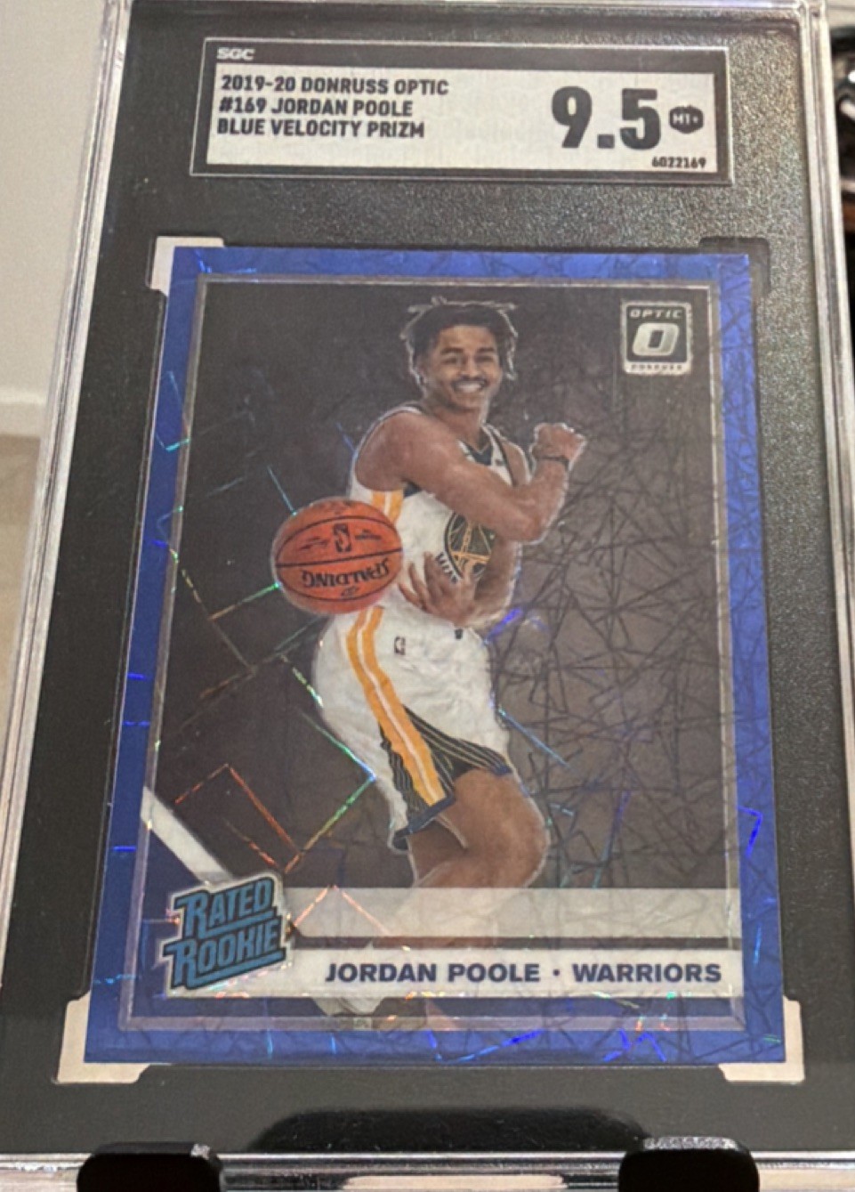 Panini 2019-20 Donruss Optic Jordan Poole #169 Blue Velocity Prizm SGC 9.5 Warr…