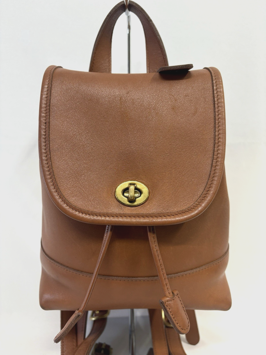 Vintage Coach Backpack 9960 Brown Leather Daypack 90s Turn Lock | eBay