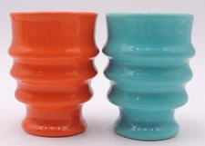 2 Vintage Cups MCM, 30s, 40s? Metlox Poppy Trail Juice Planter Bathroom Art Deco