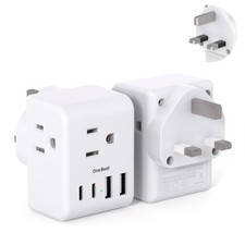 2 Pack US to UK Ireland Travel Plug Adapter, Type G Power 2 Pack, White