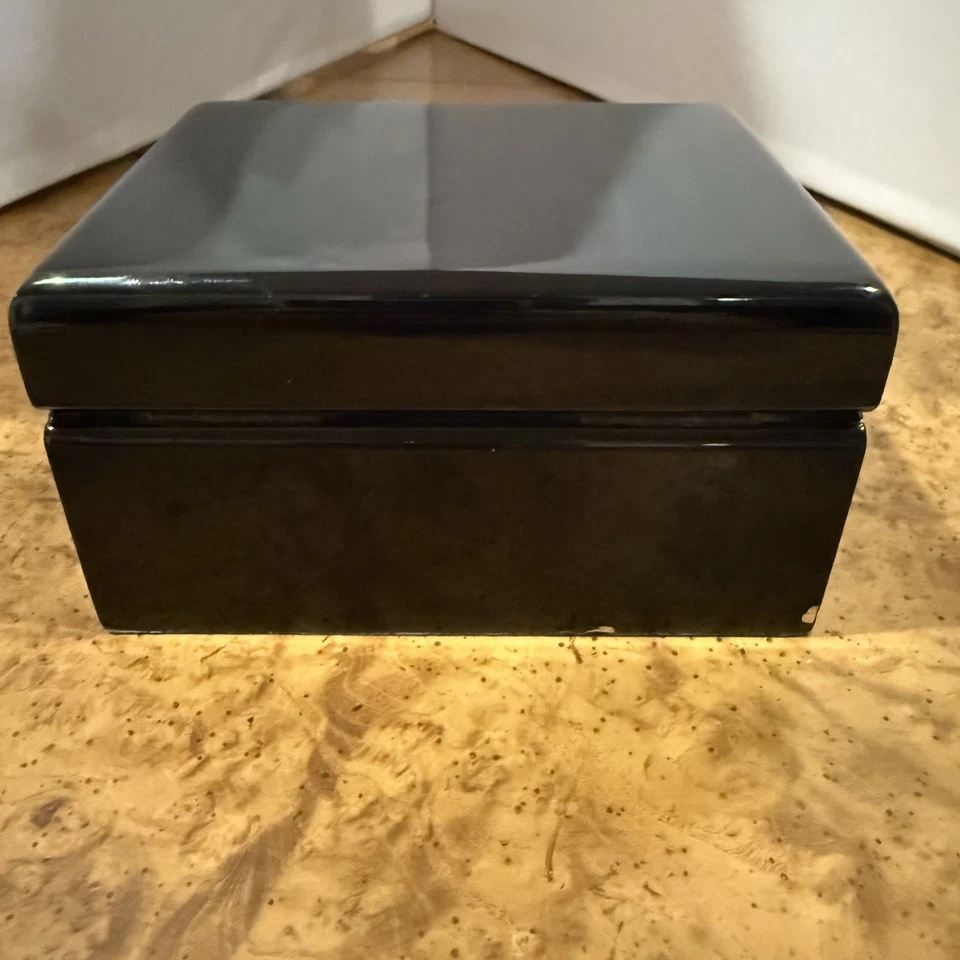 Caja de reloj Bulova Accutron SOLO madera esmalte alto brillo negro 3 astillas menores Foto 3 de 4