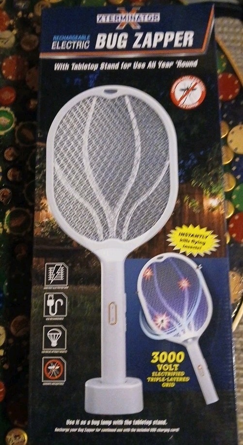 Electric Bug Zapper Racket 3000V USB Xterminator Unopened 