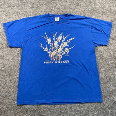 Vintage 1999 Petal-Pets Flower Cat Willows Shirt Large 22x27 Blue