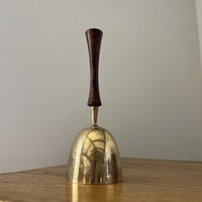 Vintage Brass Bell W/ Wood Handle 