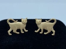 14K Yellow Gold Cat Stud Earrings 1.8 Grams