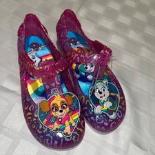 NWT Paw Patrol Girls Pink Sparkle Glitter Jelly Shoes Mary Jane Size 12