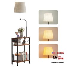 Floor Lamp with Table  Storage Baskets, End Table with 3 Color Temperatures