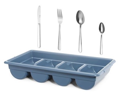 HENDI Besteck-Set mit Tablett Menü-Besteck aus Edelstahl 200-tlg. Blau NEU
