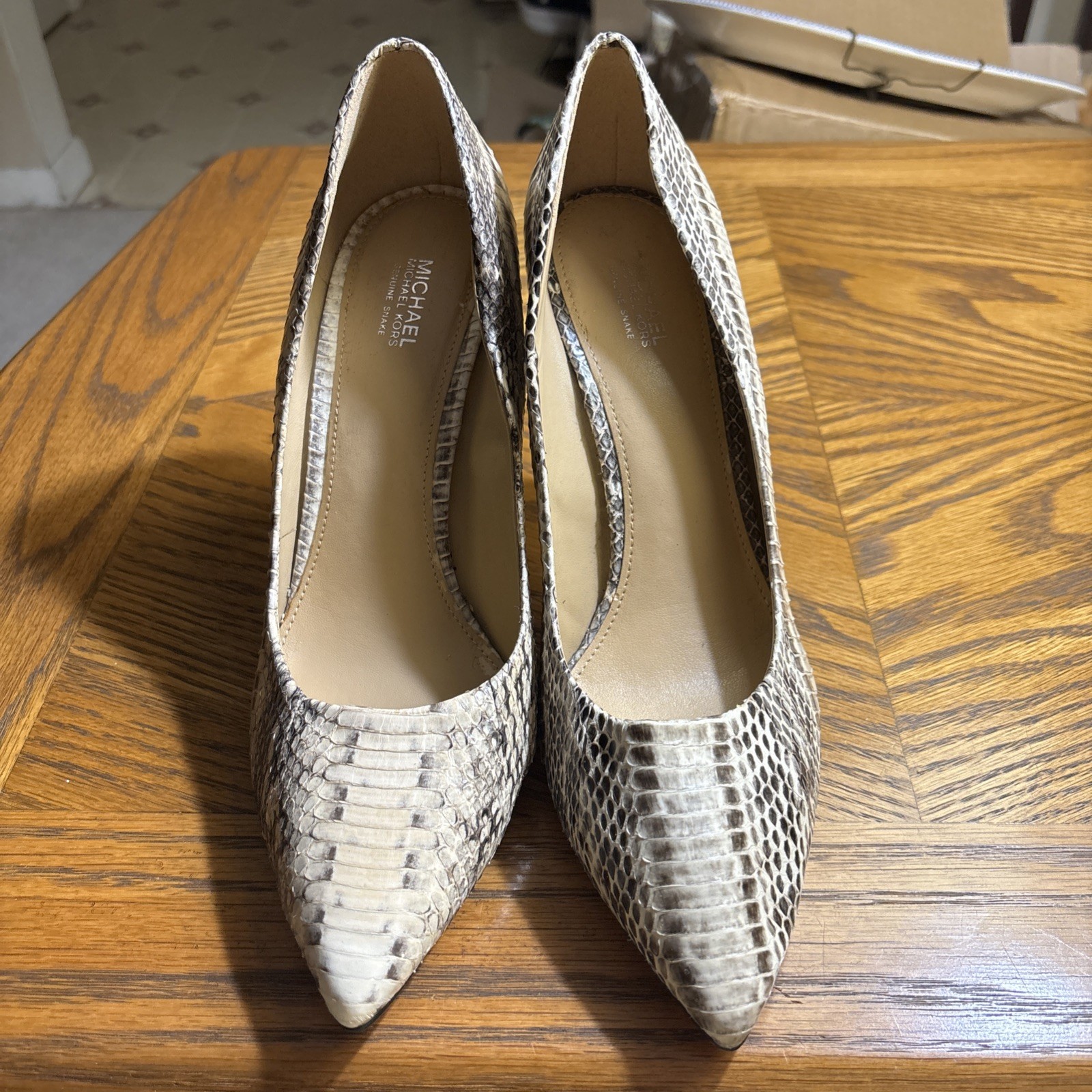 Black Cream Michael Kors Python snakeskin pumps s… - image 1