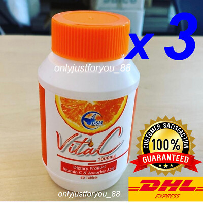 3 x Phyto Vita-C 1000mg Vitamin C Ascorbic Acid Radiant Skin Anti-Aging 180Tabs