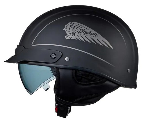INDIAN MOTORCYCLES HEADDRESS HALF HELMET MATTE BLACK SIZE MEDIUM 286555103 - Picture 2 of 5