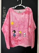 APPAMAN PEANUTS SLOUCHY SWEATSHIRT Light Pink Tie Dye Girls Size 8 NWT
