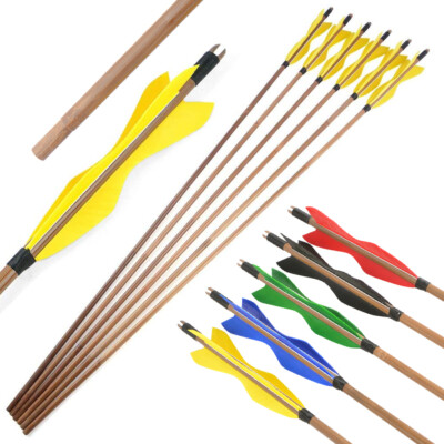 6/12 Bambuspfeile 33" Bambus Pfeilschaft 5" Naturfedern Bogenschieen Bogen  Jagd | eBay.de
