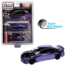 Auto World x Super Mini Wheel 1:64 2021 Dodge Charger SRT Hellcat Chrome Purple