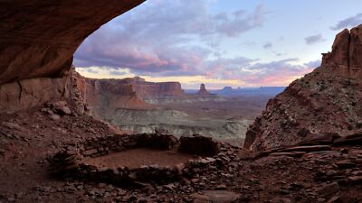 Landscape nature rocks cave canyon clouds sky sunset Custom Gaming Mat Desk