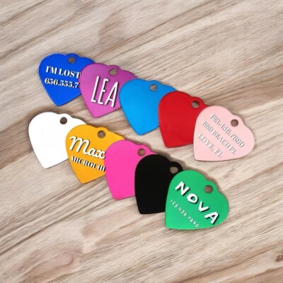 CUSTOM ENGRAVED PERSONALIZED PET TAG ID DOG CAT double sided ALLUMINIUM