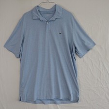 Vineyard Vines Polo Shirt Mens Large Performance Golf Blue Striped Short Sleeve
