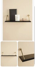 ANTHROPOLOGIE Talitha Floating Shelf  Brass Black Granite Shelf New Boxed