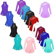 Girl Sparkly Ballet Ice Skating Leotard Dress Gym Performance Ballroom Dancewear