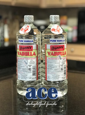 Two (2) Danncy Pure Mexican Vanilla Extract - White Color (1 Liter each)