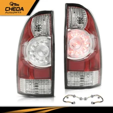 Fit For 2005-2015 Toyota Tacoma LH+RH Side Red Rear Tail Light Lamp LED Chrome