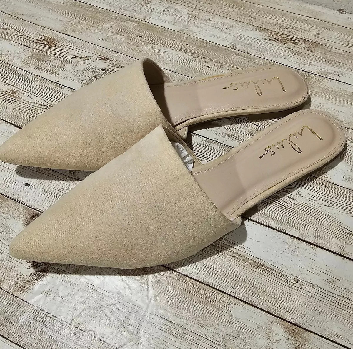 Faux-Suede Pointy-Toe Mule Flats For Women