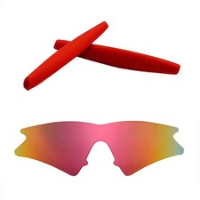 Walleva Fire Red Non-Polarized Lenses with Ear  socks For Oakley M Frame Sweep